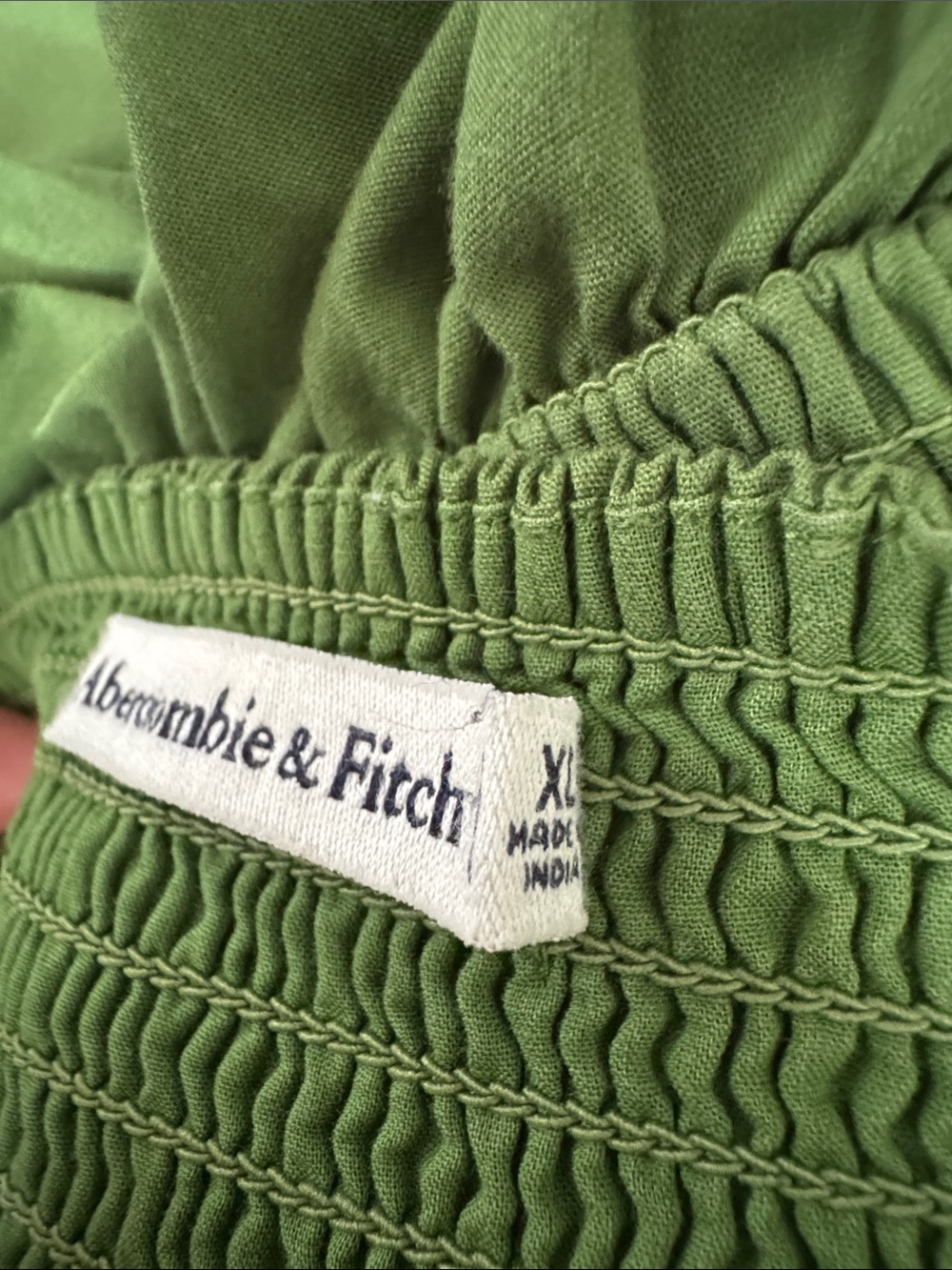 Abercrombie Emerson Puff Sleeve Green Dress Sz XL Cottage Babydoll Mini Pockets - Picture 5 of 5